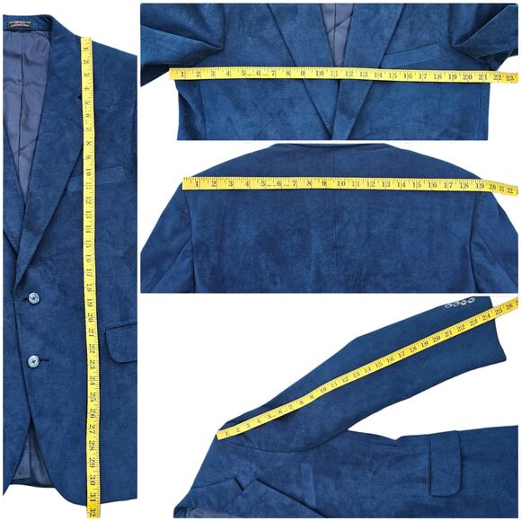 Blue Ultrasuede Jacket Size L Faux Suede Blazer Navy Teal USA Vintage Large VTG - Picture 7 of 9